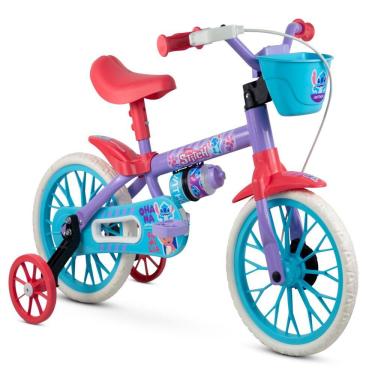 Imagem de Bicicleta Lilo Stitch Com Cestinha Rodinhas e Garrafinha