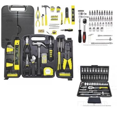 Imagem de Kit jogo de Ferramentas com Maleta + Kit chave catraca reversível Caixa de Ferramentas Completa