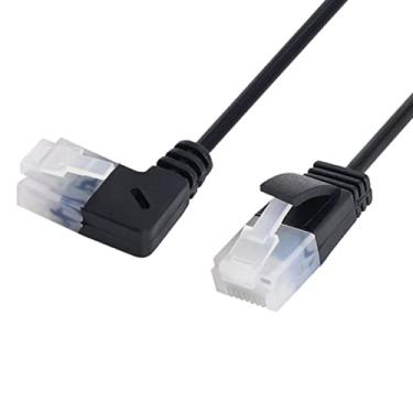 Imagem de Cabo de rede Ethernet de 90 graus para cabo reto de 50 cm com ângulo esquerdo/direito 8P8C STP Cat6 LAN, Left angled