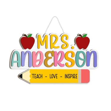 Imagem de MeMate Placa de nome de professor, placas de porta de professor, placas de professor personalizadas para sala de aula, presentes de agradecimento para professores, presentes de volta às aulas para