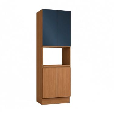 Imagem de Armário Torre Quente 4 Portas 70cm de Madeira Canela/Azul