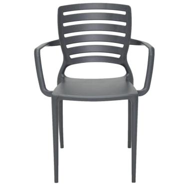 Imagem de Cadeira Tramontina Sofia Encosto Horizontal Com Braços Em Polipropileno E Fibra De Vidro Grafite