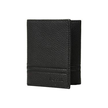 Imagem de Fossil Carteira masculina de couro com dobra tripla, Wilder, preto, tamanho nico