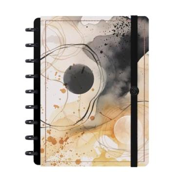 Imagem de Caderno de Disco ISCOOL Inteligente Lírico Abstrato Aquarela Preto e Amarelo M