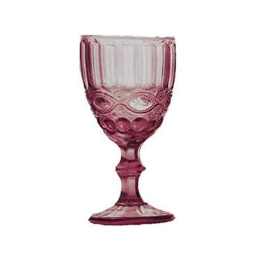 Imagem de Mimo Style Jogo de 6 Taças de Vidro Vermelho Vitral com Capacidade de 320ml com Alto Relevo em Laço Verre - Ideal para Vinhos, Sucos, Uísque, Água e Cerveja, Cálice para Festa e Casamento