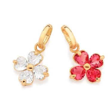 Imagem de Pingente banhado ouro 3x 24k 18k e 22k feminino flor zircônias coração