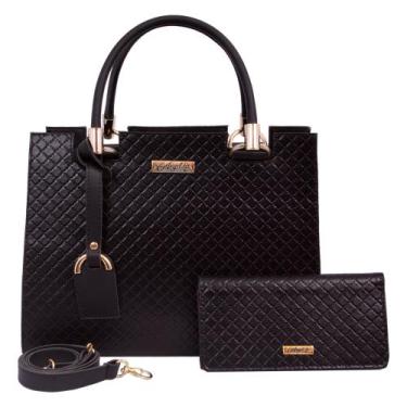 Imagem de Kit Bolsa Feminina Tote Castelo + Carteira  - Aryel, Preto