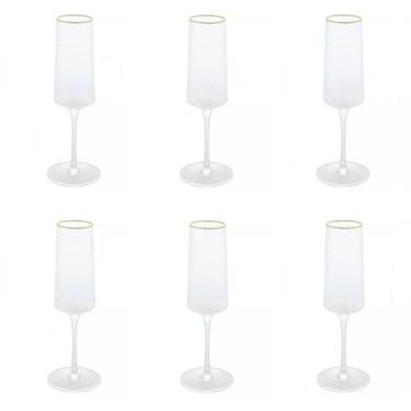 Imagem de Conjunto de Taças de Cristal Martelado com Fio de Ouro para Espumante 