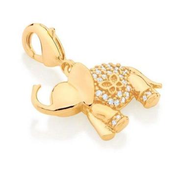 Imagem de Berloque banhado ouro 3x 24k 18k e 22k feminino elefante borboleta zir