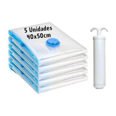 Imagem de Kit 5 Sacos À Vácuo Organizador De Edredom 40x50cm + Bomba - Top Útil,