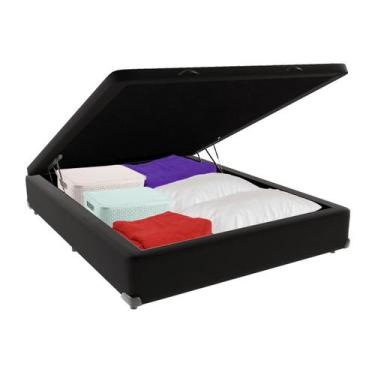 Imagem de Cama Box Baú Viúvo Suede Preto - Total Colchões