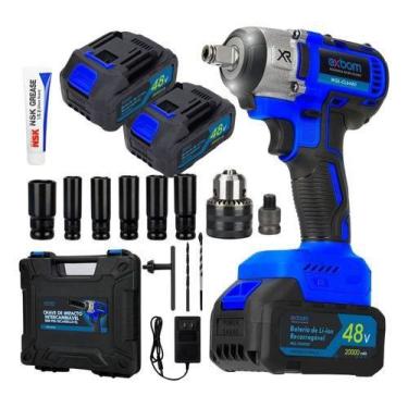 Imagem de Pneumática Chave De Impacto 48v Furadeira Parafusadeira 2 Bateria 2000