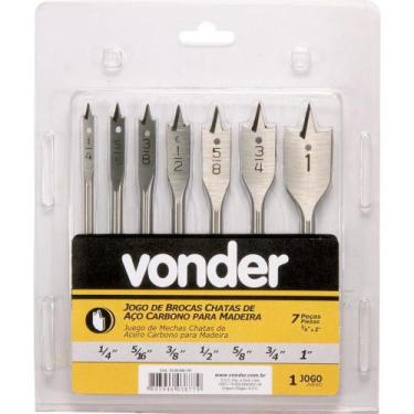 Imagem de Jogo broca chata aço carbono 1/4-1" p/ mad c/ 7 pç Vonder, 7 peças