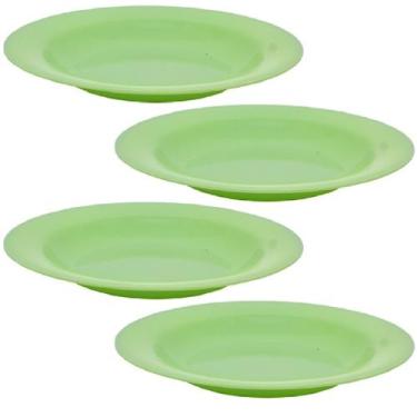 Imagem de Kit 4 Pratos Fundo 23cm em Melamina Colorido Crianças - Sk, Verde