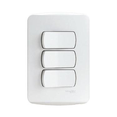 Imagem de Interruptor Simples 10A 4x2 3 Teclas Branco Miluz Schneider, Branco