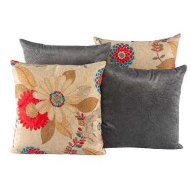 Imagem de Kit 4 Almofadas Jacquard Decorativas 40X40 Cinza - 005 - Casahome