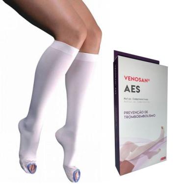 Imagem de Meia Compressão Cirúrgica Antitrombo Venosan Aes 3/4 18mmhg, G, Branco