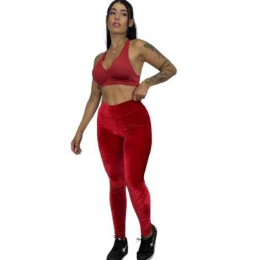 Imagem de calça veludo molhado legging feminina leg cintura alta TB moda fitness