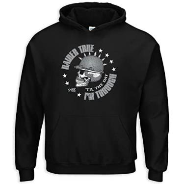 Imagem de Fãs de futebol Raider Football. Raider True 'Til The Day I'm Through. Moletom com capuz preto (Pm-5X) (Moletom com capuz, pequeno)