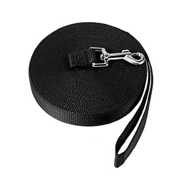 Imagem de TGRexha Coleira de treinamento para cães de 4,6 m, 9 m, 15,2 m, coleira longa para cães pequenos/médios/grandes, brincadeiras no quintal, acampamento, treinamento de recordação, 9 m/preta