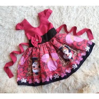 Imagem de Vestido Infantil Temático Simples Minnie Realeza Vermelho - AUREA, P