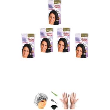 Imagem de Divina Dama Hene em Gel Preto Medio 05x180gr Jaborandi Pouch + Kit Inc