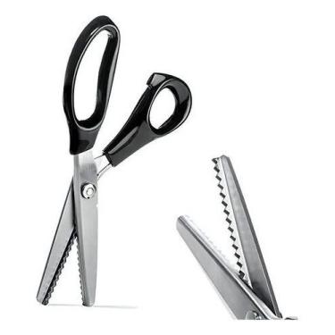 Imagem de Tesoura Zig Zag Picotar Costura Papel Tecido Profissional Cor Preto - 