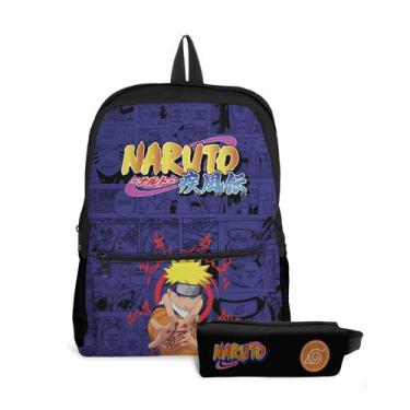 Imagem de  Kit Mochila com Bolso e Estojo Infantil Naruto Menina e Menino  - Use