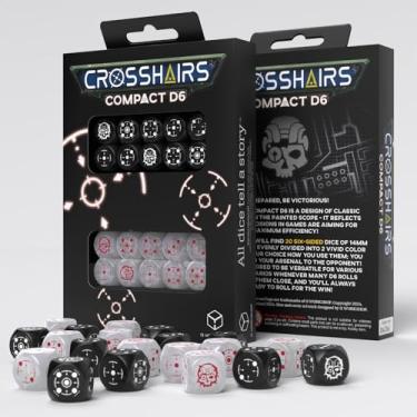 Imagem de Crosshairs Compact D6: Black & Pearl by Q-Workshop, Dice for RPG Board Games, for 1+ Players and Ages 14+