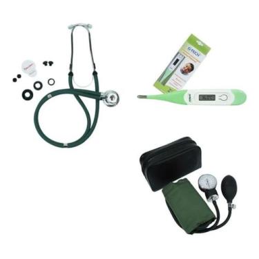 Imagem de Kit Medidor De Pressão Esfigmomanometro + Esteto Termometro - Premium,