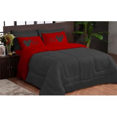 Imagem de EDREDOM 05 PEÇAS CASAL KING  PRETO CINZA DUPLA FACE mickey - VITHEOTEX