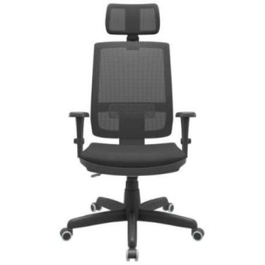 Imagem de Cadeira Presidente Brizza Back 3D Crepe Apoio Plaxmetal Pret