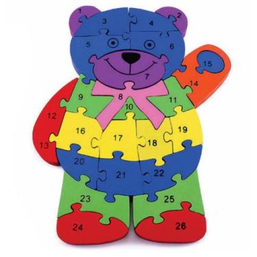 Imagem de Quebra Cabeça Ursinho Educativo Urso Pedagogico Letra Número - Pais e 