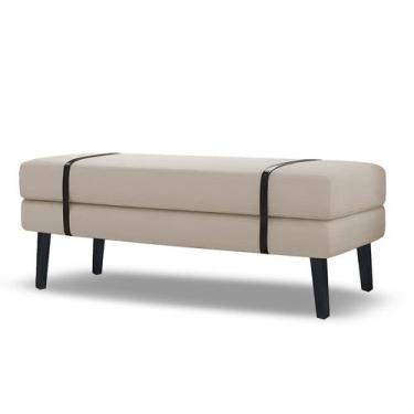 Imagem de Banco Estofado Viena 1,40m Linho Bege - Inova Decorações