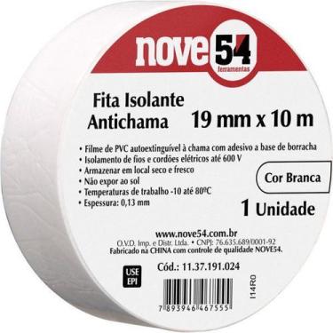 Imagem de Fita isolante antichama 19mm x 10m branca 954 1137191024 - NOVE54