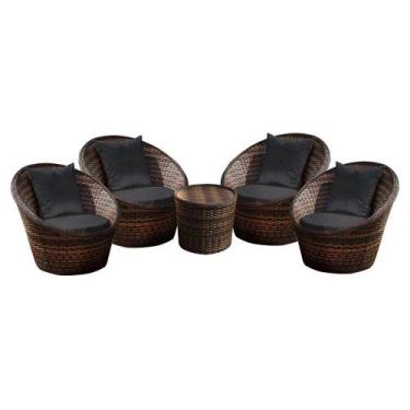 Imagem de Conjunto de Poltronas Fibra Sintética Bola - 4 Poltronas + 1 Mesa Cent