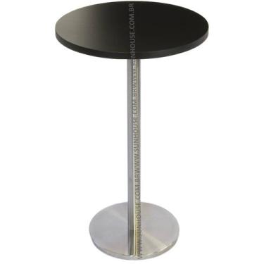 Imagem de Mesa Bistro Georgia 70 cm Tampo Preto Redondo Base Inox - 37639 - Sun 