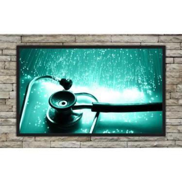 Imagem de Quadro Decorativo Estetoscópio Consultórios Médicos Medicina Com Moldu