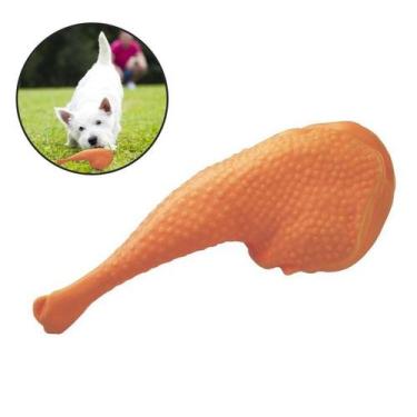 Imagem de Coxa de Frango Brinquedo Cachorro Pequeno Pet Mordedor Som - Wellmix