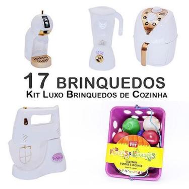 Imagem de Kit Infantil Air Fryer Batedeira Mercadinho Cafeteira 17pç - Altimar