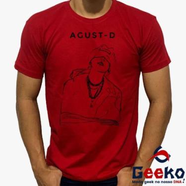 Imagem de Camiseta Agust D 100% Algodão BTS Suga K-pop Geeko, Vermelho gola care