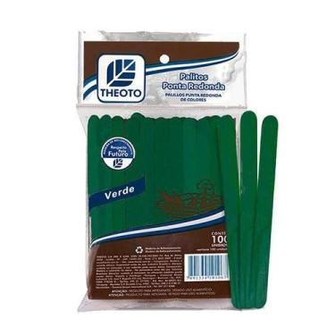 Imagem de Palito de sorvete madeira colorida 100un Verde Theoto