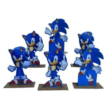 Imagem de Kit Display de Mesa 6 Peças Para Festa Sonic MDF - Juju Brasil