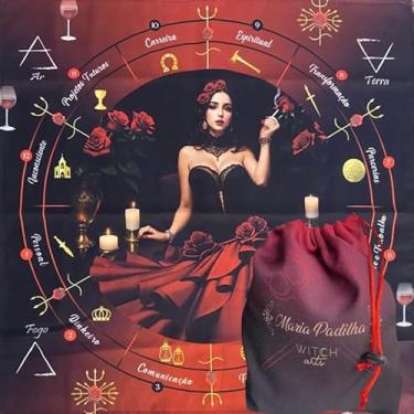 Imagem de Kit Toalha Tecido Pomba Gira Maria Padilha 70x70cm + Estojo