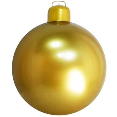 Imagem de ULLIKI Bolas infláveis de decoração de Natal - enfeites de Natal grandes de PVC para ambientes externos - decoração de árvore de quintal gigante para férias externas (ouro)