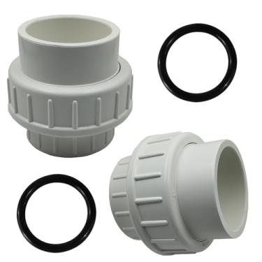 Imagem de 2 peças de encaixe de tubulação de união de PVC, adaptador de acoplamento de união deslizante de PVC de 3,5 cm, conjunto de acessórios de acoplamento de união de PVC com conexão de porta de soquete