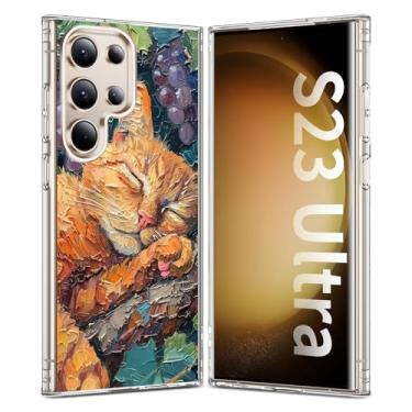 Imagem de YSLBWLE Capa para Galaxy S23 Ultra - Proteção fina e de nível militar com capa magnética para celular (pintura a óleo gato) 25-s23u-01