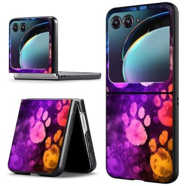 Imagem de ACWDMKH Capa para Motorola Moto Razr Plus 2024/Moto Razr 50 Ultra, capa rígida fina para PC, impressões coloridas de patas