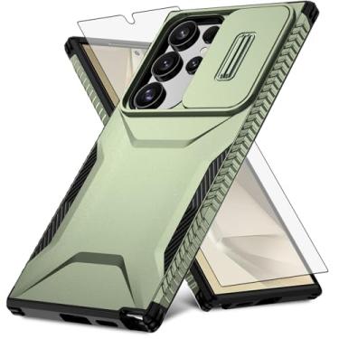 Imagem de Asuwish Capa de celular para Samsung Galaxy S24 Ultra 5G com protetor de tela de vidro temperado e capa de câmera deslizante fina robusta híbrida à prova de choque S24Ultra 24S S 24 24Ultra feminina