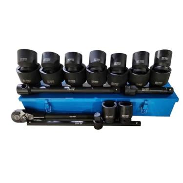 Imagem de VCT Conjunto de soquetes de impacto jumbo padrão SAE, 2,54 cm, barra de extensão de catraca profunda com caixa de metal, soquetes estilo flanco de 6 pontos